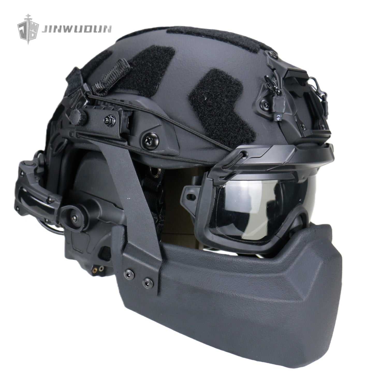 APA-05LT-FASTFull protection bulletproof helmet setBulletproof helmet + bulletproof chin guard + goggles - NIJ Level IIIA protection against 9x19mm bullets