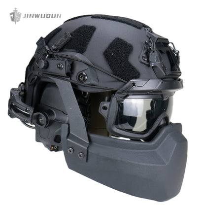 APA-05LT-FASTFull protection bulletproof helmet setBulletproof helmet + bulletproof chin guard + goggles - NIJ Level IIIA protection against 9x19mm bullets