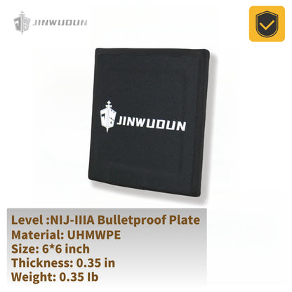 Level IIIA 6x6 Inch UHMWPE Bulletproof Waist Plate , Lightweight Tactical Protection