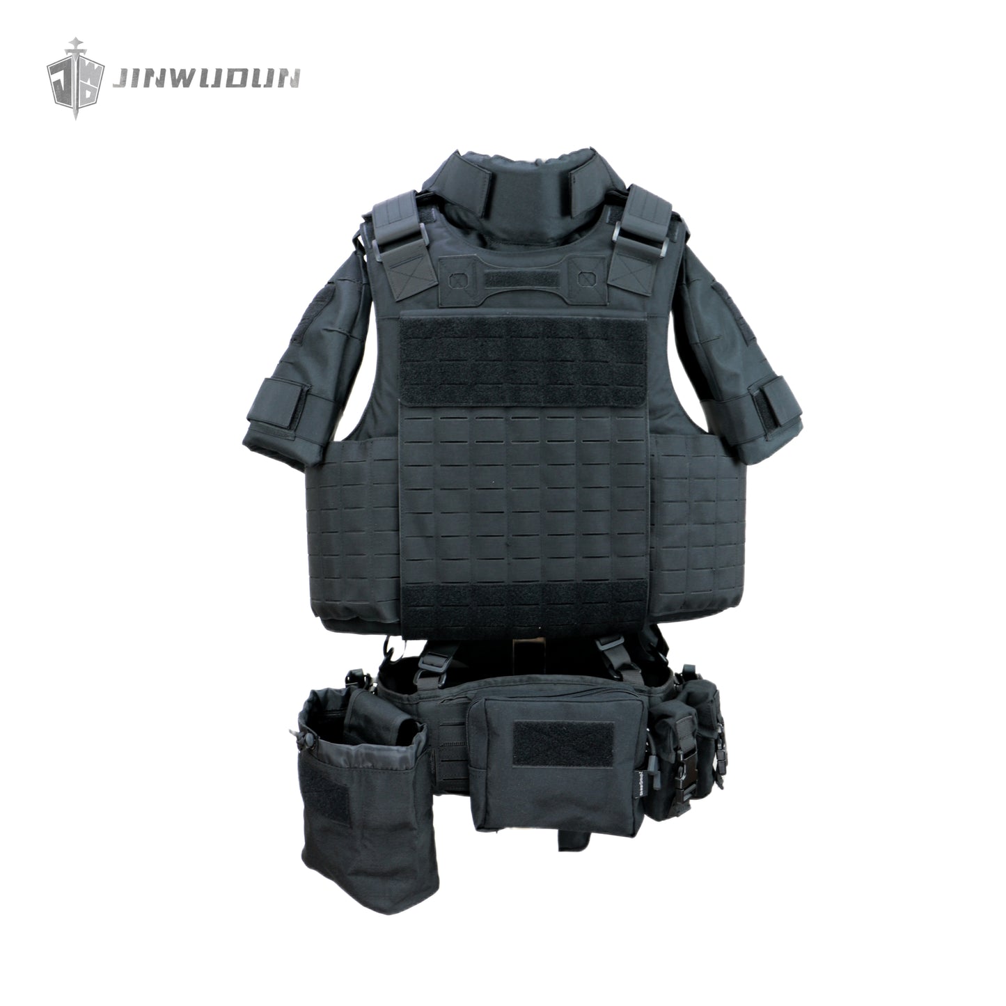 Full-Body Protection Bulletproof Vest NIJ IIIA/IV | Tactical Body Armor for Neck, Chest, Back, Groin, Leg Protection – Black