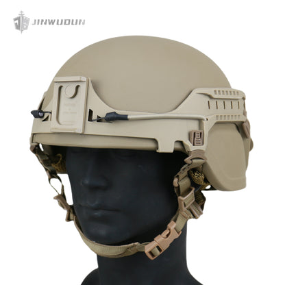 ACH MICH2000 Ballistic Helmet NIJ Level IIIA - Ballistic Helmet + Bolt-less Rail System with Integrated Night Vision Goggle Mount & Bungees