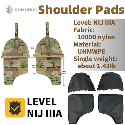Level NIJ IIIA bulletproof shoulder pads with extra protection nylon fabric and UHMWPE bulletproof liner