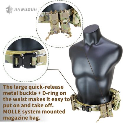 "Bison" Tactical Belt - Durable Cordura Material, MOLLE System, Metal Zipper Design