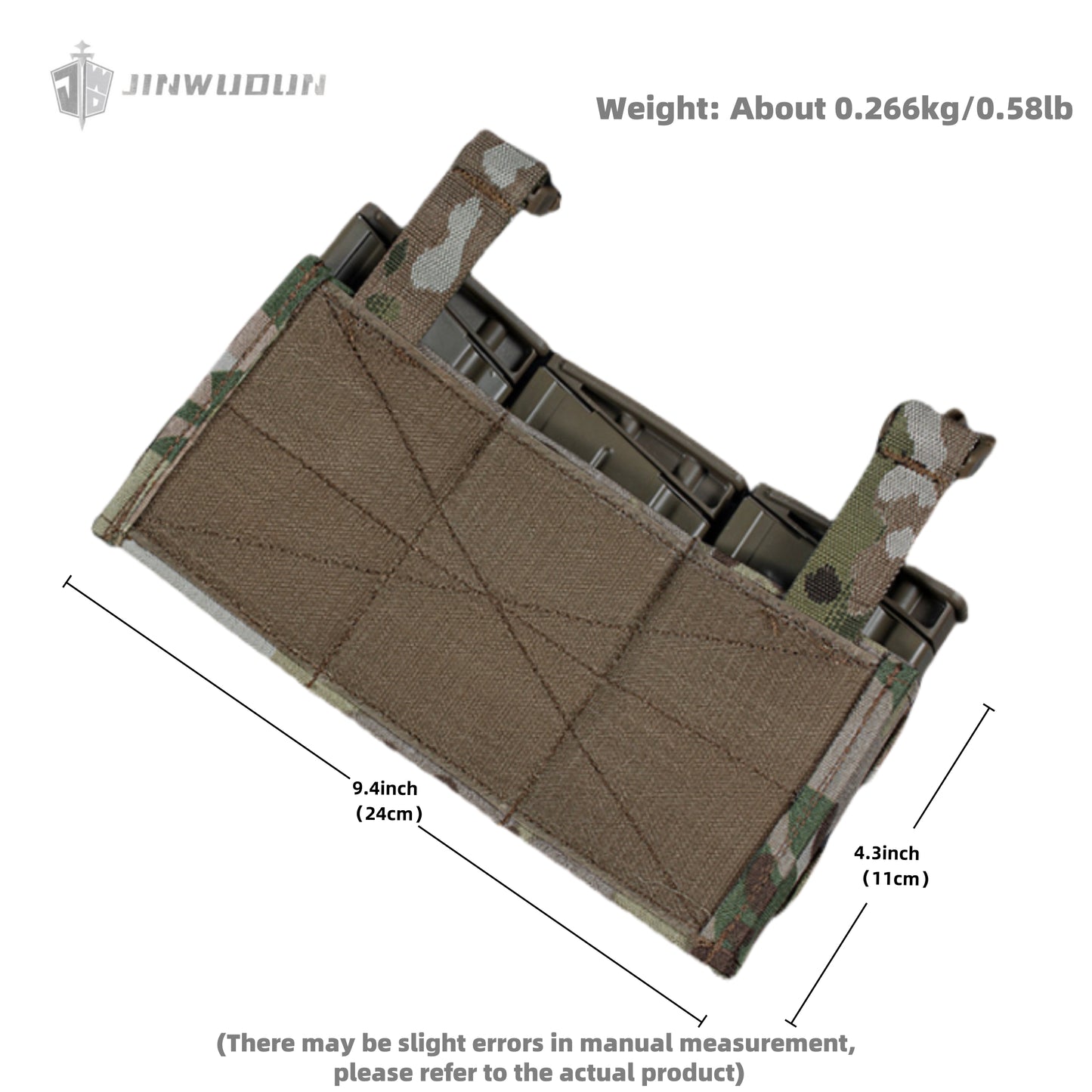 Triple 7.62 magazine pouch (medium) front panel with original imported fabric buckle