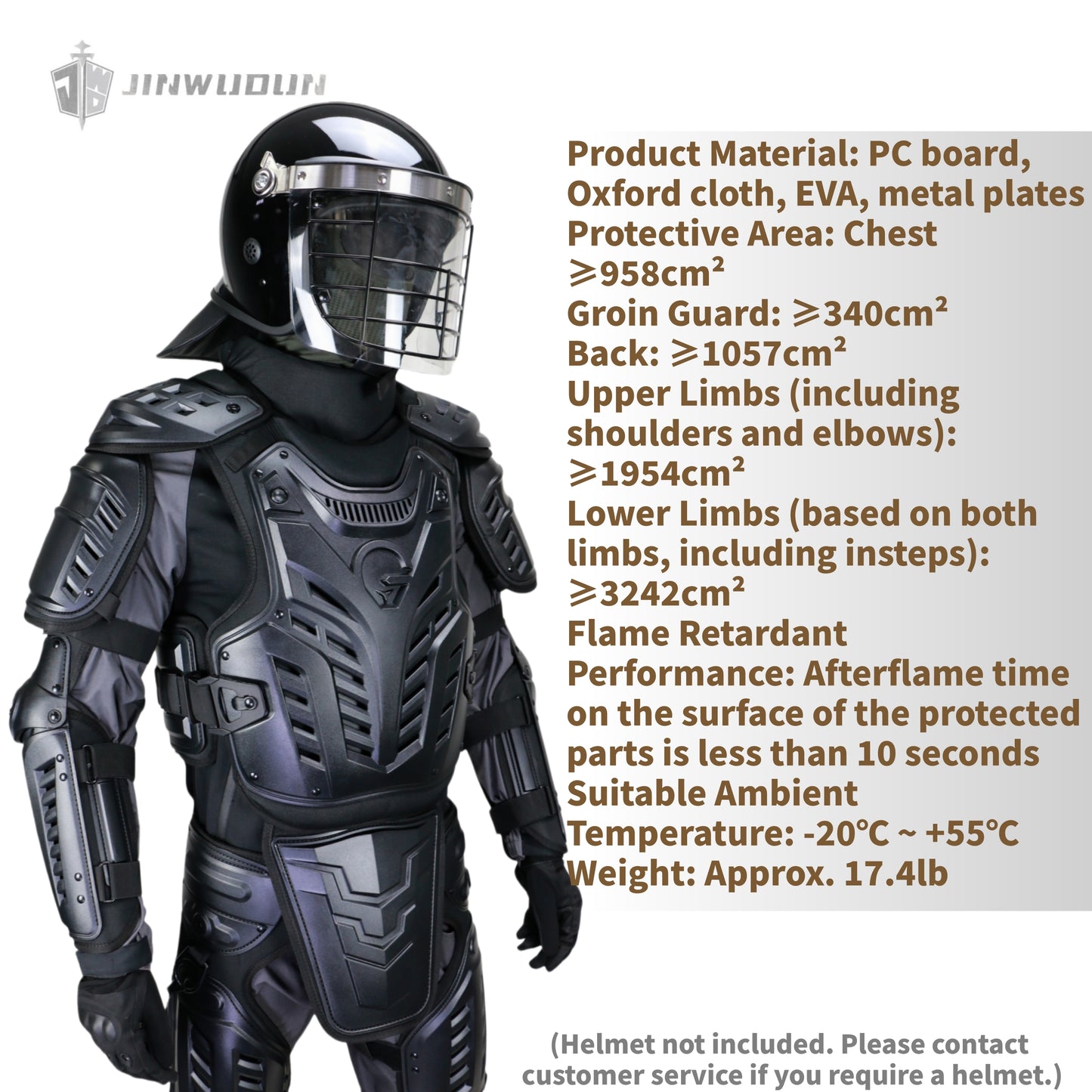 Full set of modular protective openwork oversized riot suit, black riot safety protective equipment