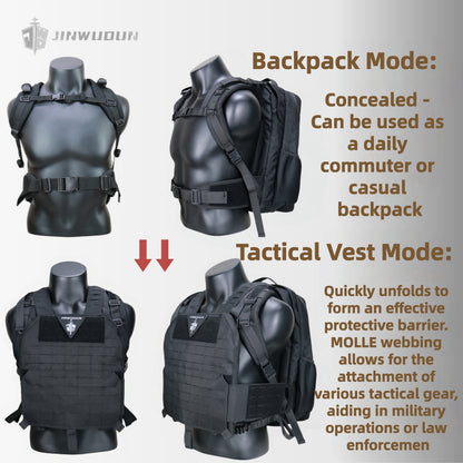 1000D Nylon Bulletproof Backpack Can Be Quickly Converted into a Bulletproof Vest