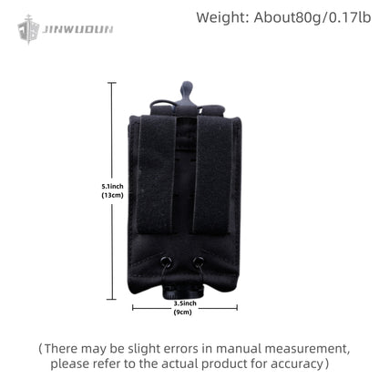 Fully adaptable tactical clip bag with extended adjustment of MOLLE system accessories