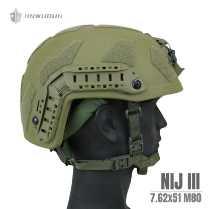 JWD-Level NIJ III bulletproof helmet FAST SF helmet type helmet 15 meters defense 7.62*51 M80 bullet PE material