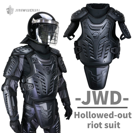 Full set of modular protective openwork oversized riot suit, black riot safety protective equipment