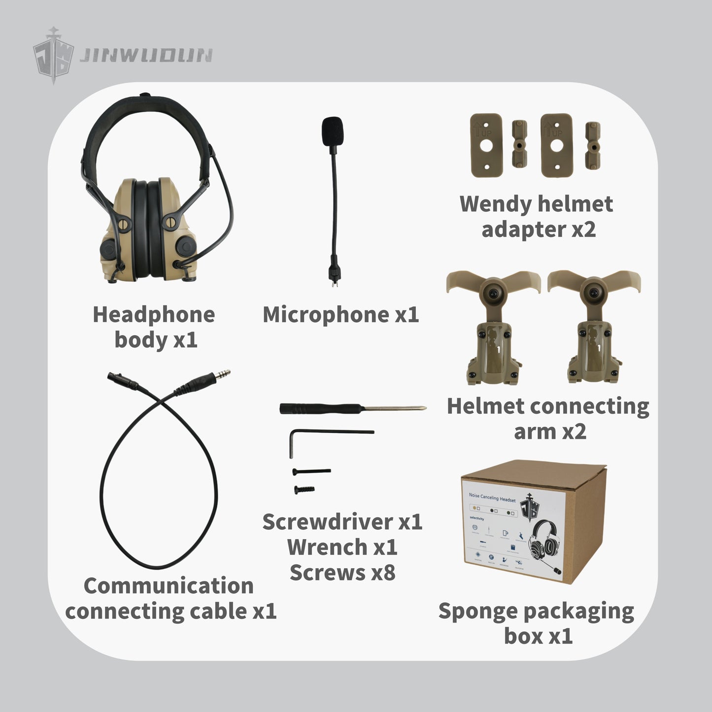 JWD-P30 Tactical Headset | Noise Reduction & Sound Pickup | Compatible with WENDY/FAST Helmets | Durable PC Material