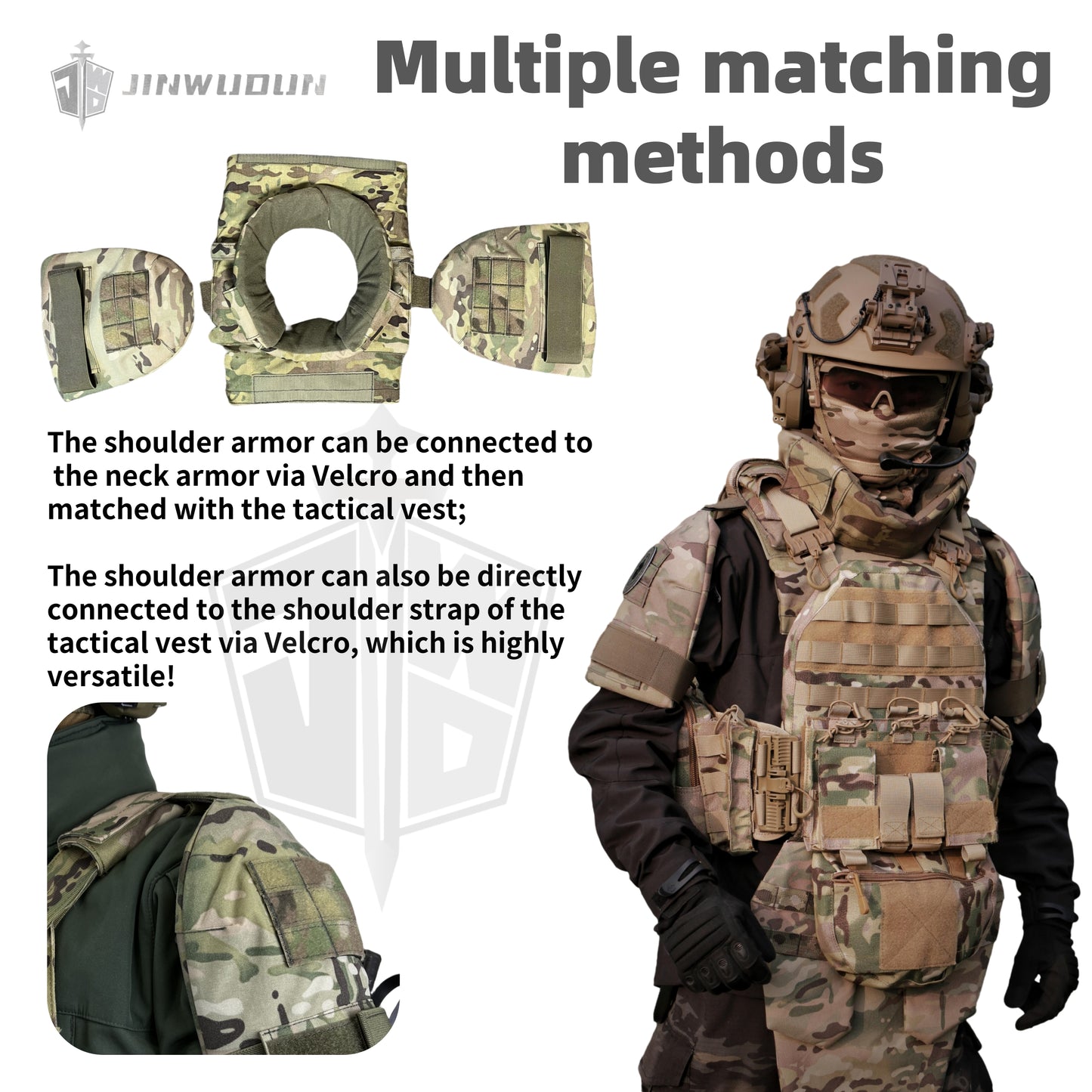 Tactical vest Body Armor Accessory Kit - NIJ IIIA Bulletproof Shoulder, Neck, Thigh, Groin, and Abdomen Protection