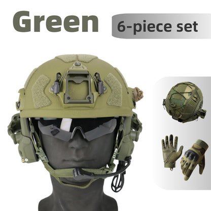 Level IIIA+ High Cut Bulletproof Helmet, 6-Piece Set，Tactical headsets, headlamps, goggles, etc.