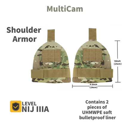 Tactical vest Body Armor Accessory Kit - NIJ IIIA Bulletproof Shoulder, Neck, Thigh, Groin, and Abdomen Protection