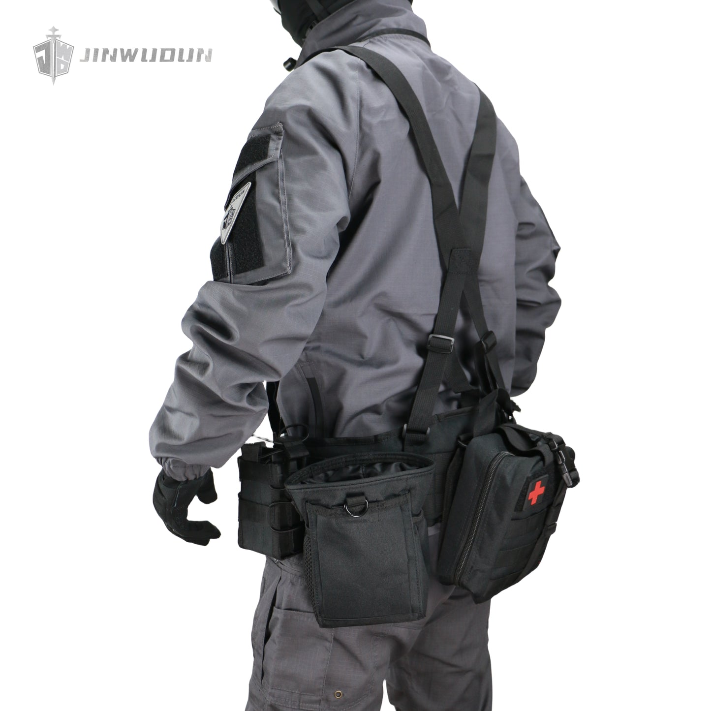 Tactical girdle/belt - equipped with adjustable straps-8 pockets-MOLLE system