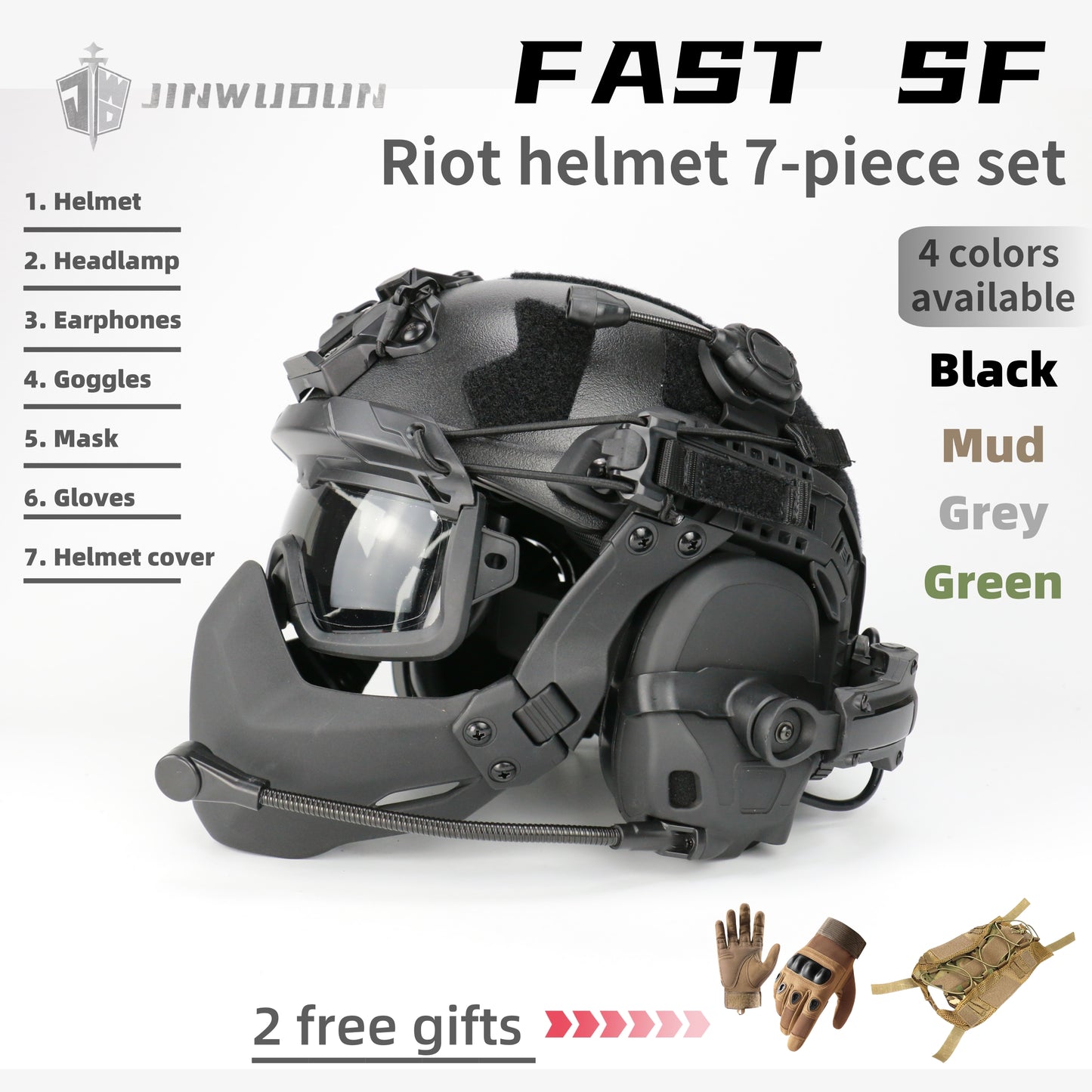 Tactical Helmet Set-7-piece ABS Riot Helmet Anti-collision/anti-impact