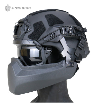 APA-05LT-MICH Full Protection Bulletproof Helmet Kit: Bulletproof Helmet + Jaw Protector + Goggles - NIJ IIIA Protection, 9x19mm Bullet.