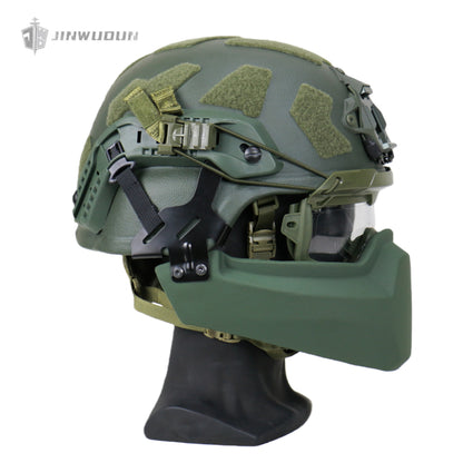 APA-03LT-MICH Full Protection Bulletproof Helmet Kit: Bulletproof Helmet + Jaw Protector + Goggles - NIJ IIIA Protection, 9x19mm Bullet.