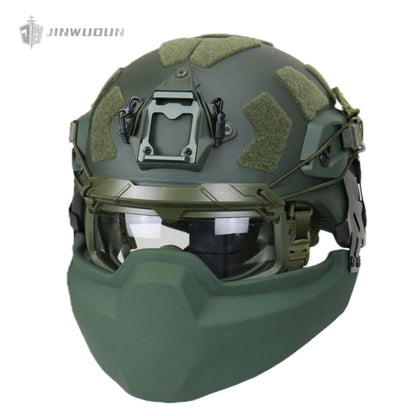 APA-03LT-MICH Full Protection Bulletproof Helmet Kit: Bulletproof Helmet + Jaw Protector + Goggles - NIJ IIIA Protection, 9x19mm Bullet.