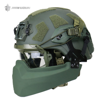 APA-03LT-MICH Full Protection Bulletproof Helmet Kit: Bulletproof Helmet + Jaw Protector + Goggles - NIJ IIIA Protection, 9x19mm Bullet.