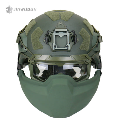 APA-03LT-MICH Full Protection Bulletproof Helmet Kit: Bulletproof Helmet + Jaw Protector + Goggles - NIJ IIIA Protection, 9x19mm Bullet.