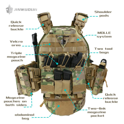 NIJ IV 6094 Tactical vest body armor/quick release system-MultiCam