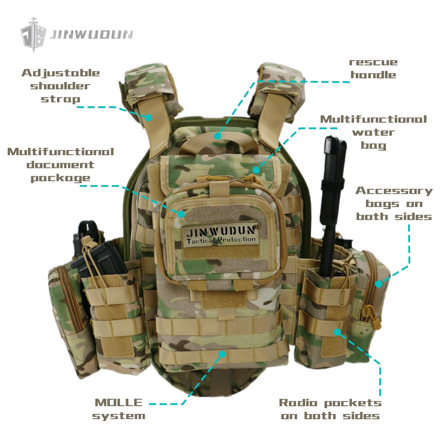 NIJ IV 6094 Tactical vest body armor/quick release system-MultiCam