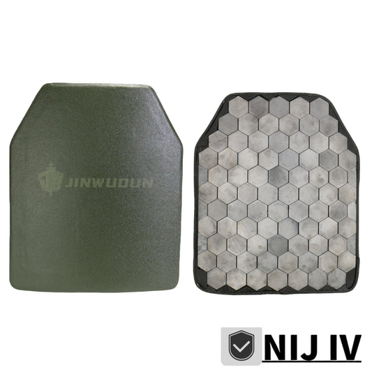 Bulletproof Plate NIJ IV, UHMWPE + Ceramic Composite, Polyurea Coating, 10x12 Inches