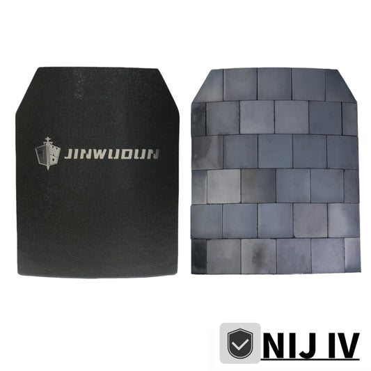 NIJ IV spray polyurea coating, full paving process silicon carbide ceramic + PE material bulletproof plate, size 11*13.8inch