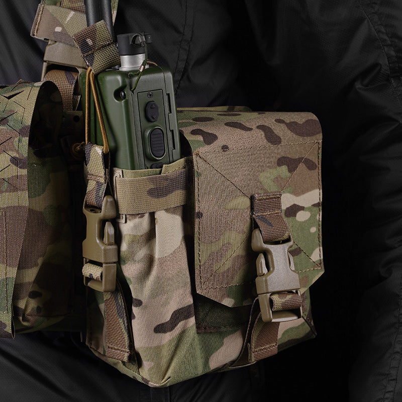 Tactical vest chest molle expansion pack, radio side bag, large multi-functional auxiliary bag